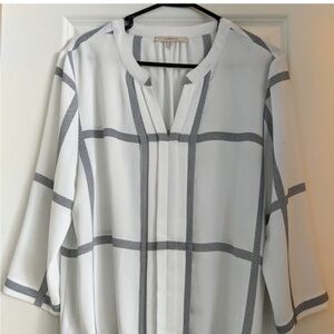 White Pleated Gathering Hem Blouse (Stitch Fix)